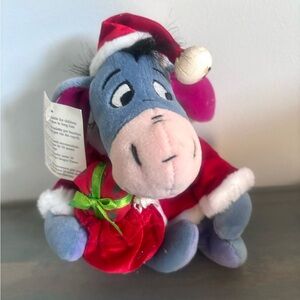 Disney 2000 Winnie the Pooh Holiday Christmas Santa Eeyore Bean Bag Plush
